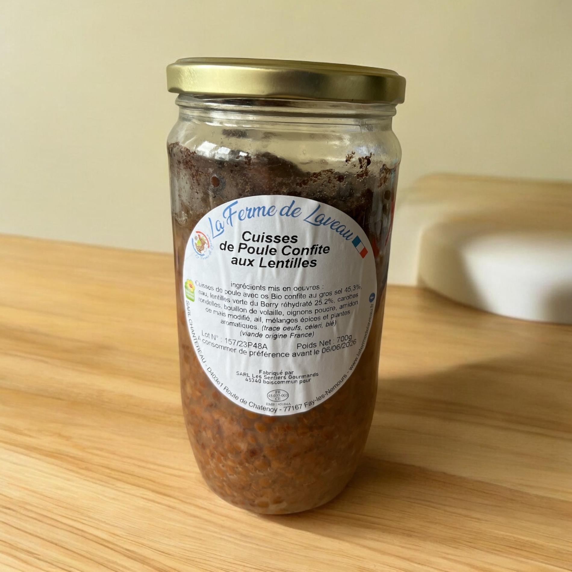 CUISSES DE POULE CONFITES AUX LENTILLES